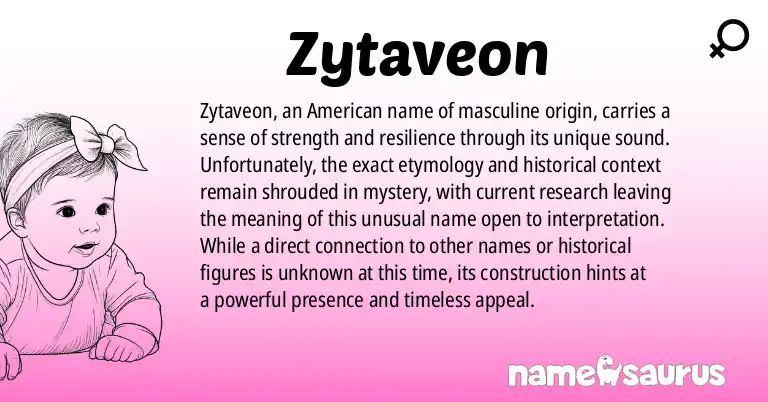 Infographic about Zytaveon name meaning, Zytaveon is a name from American origin(s).