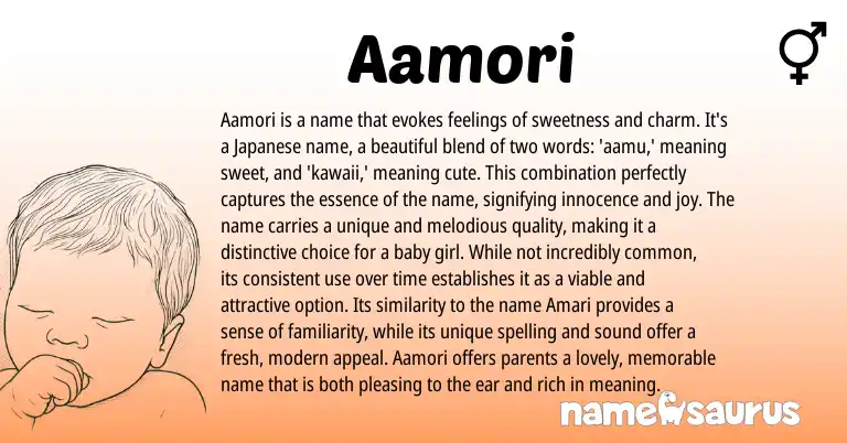 Infographic about Aamori name meaning, Aamori is a name from Japanese origin(s).
