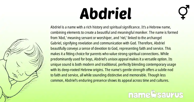 Infographic about Abdriel name meaning, Abdriel is a name from Other origin(s).