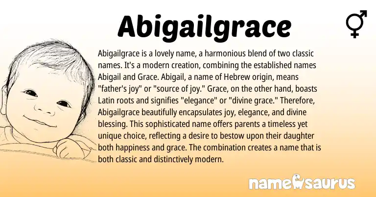 Infographic about Abigailgrace name meaning, Abigailgrace is a name from Latin, Hebrew origin(s).