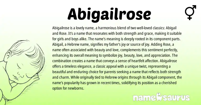 Infographic about Abigailrose name meaning, Abigailrose is a name from Hebrew origin(s).