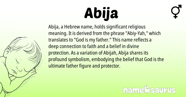 Infographic about Abija name meaning, Abija is a name from Hebrew origin(s).