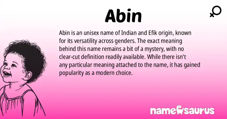 Infographic about Abin name meaning, Abin is a name from Indian, Efik origin(s).