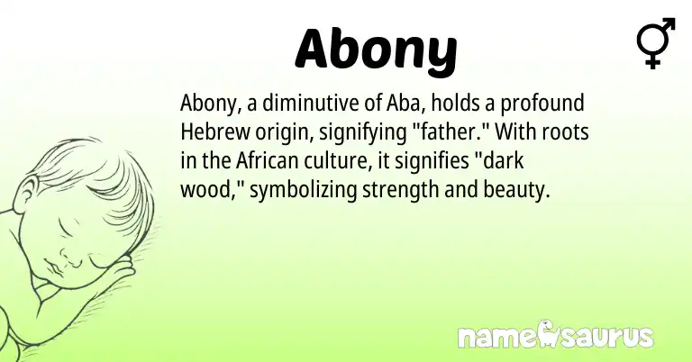 Infographic about Abony name meaning, Abony is a name from African, Hebrew origin(s).
