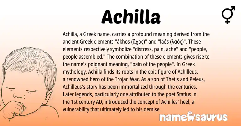 Infographic about Achilla name meaning, Achilla is a name from Greek origin(s).