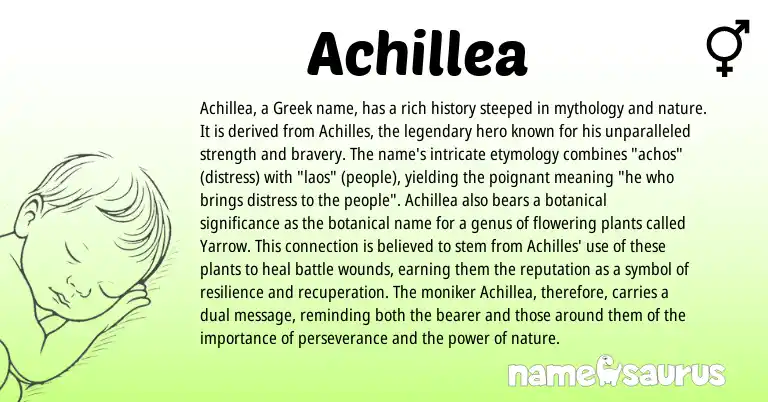 Infographic about Achillea name meaning, Achillea is a name from Greek origin(s).