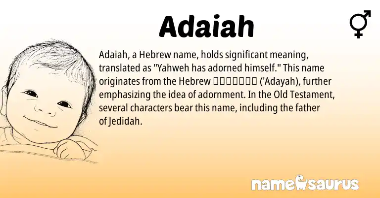 Infographic about Adaiah name meaning, Adaiah is a name from Hebrew origin(s).