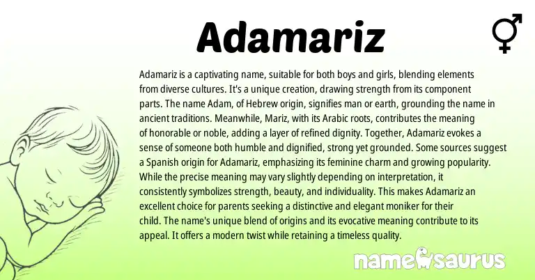 Infographic about Adamariz name meaning, Adamariz is a name from Hebrew, Arabic origin(s).