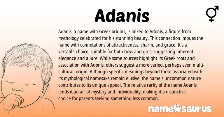Infographic about Adanis name meaning, Adanis is a name from Greek origin(s).
