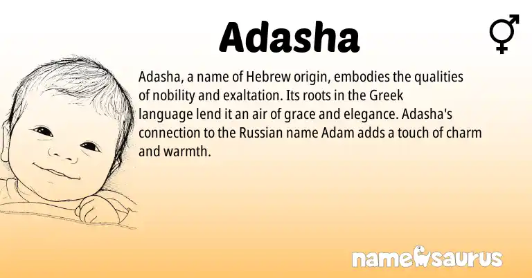 Infographic about Adasha name meaning, Adasha is a name from Russian, Hebrew, Greek origin(s).