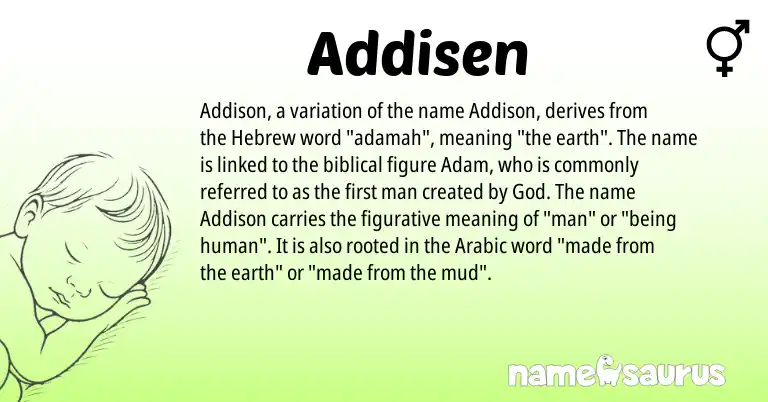 Infographic about Addisen name meaning, Addisen is a name from Arabic, Hebrew origin(s).