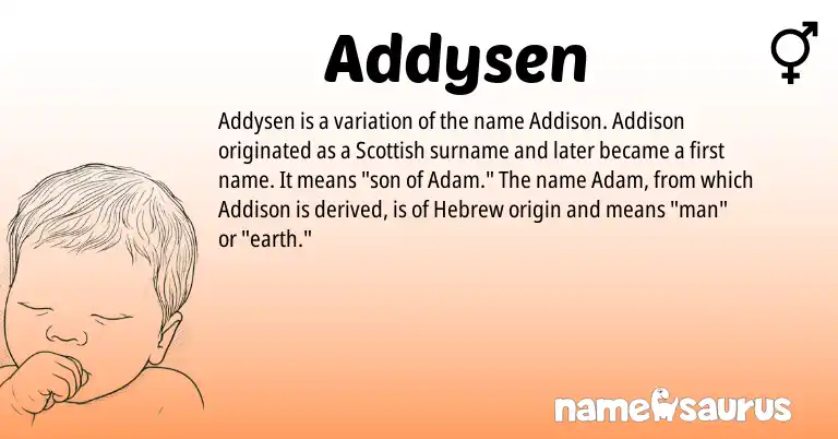 Infographic about Addysen name meaning, Addysen is a name from Scottish, Hebrew origin(s).