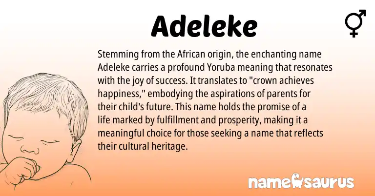 Infographic about Adeleke name meaning, Adeleke is a name from Yoruba, African origin(s).
