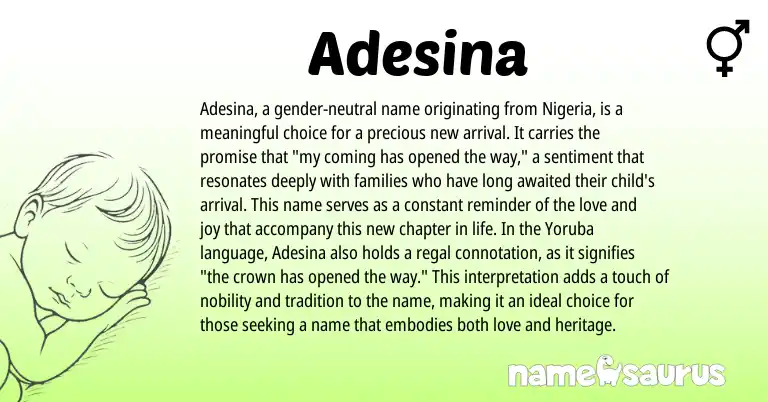 Infographic about Adesina name meaning, Adesina is a name from Nigeria, Yoruba origin(s).