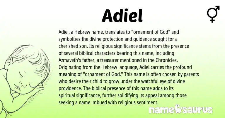 Infographic about Adiel name meaning, Adiel is a name from Hebrew origin(s).
