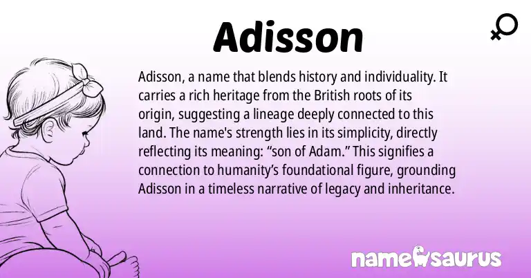 Infographic about Adisson name meaning, Adisson is a name from British origin(s).
