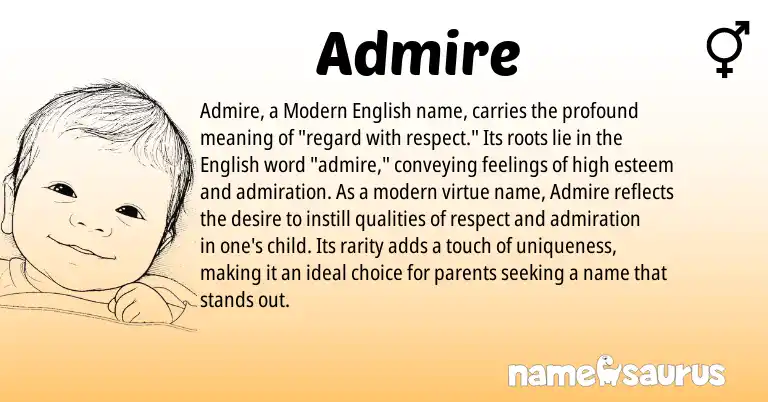 Infographic about Admire name meaning, Admire is a name from English, Modern origin(s).