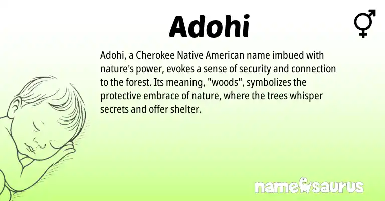 Infographic about Adohi name meaning, Adohi is a name from Native American, Cherokee origin(s).