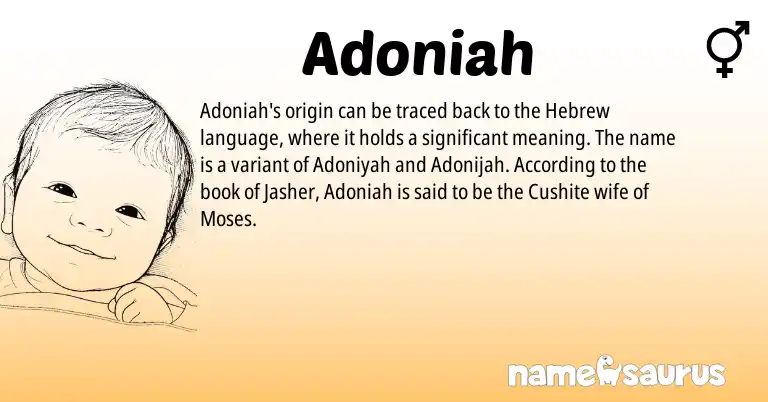 Infographic about Adoniah name meaning, Adoniah is a name from Hebrew origin(s).