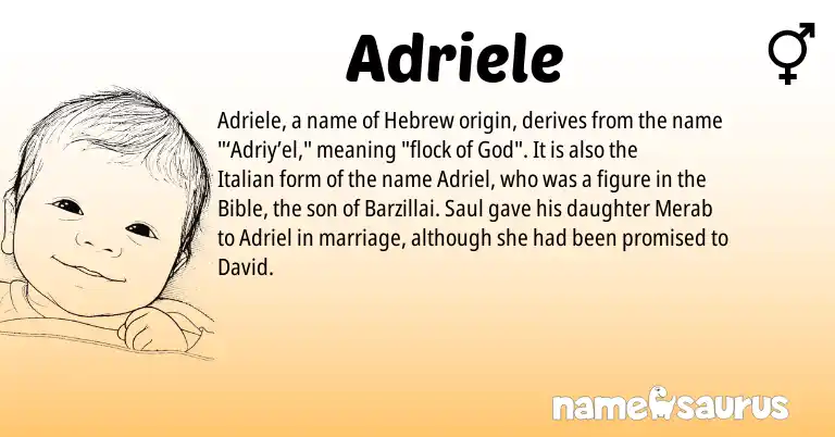 Infographic about Adriele name meaning, Adriele is a name from Hebrew, Italian origin(s).