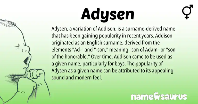 Infographic about Adysen name meaning, Adysen is a name from English origin(s).