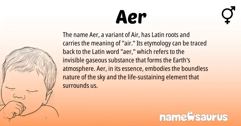 Infographic about Aer name meaning, Aer is a name from Latin origin(s).