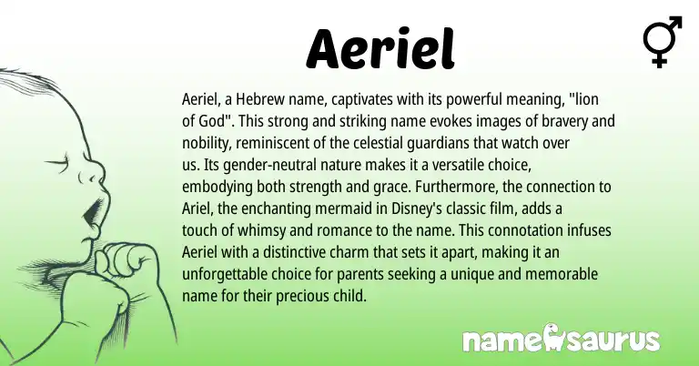 Infographic about Aeriel name meaning, Aeriel is a name from Hebrew origin(s).