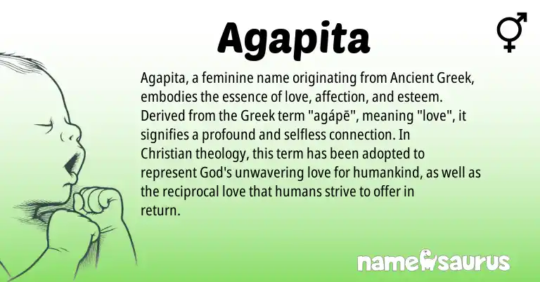 Infographic about Agapita name meaning, Agapita is a name from Ancient Greek, Greek origin(s).