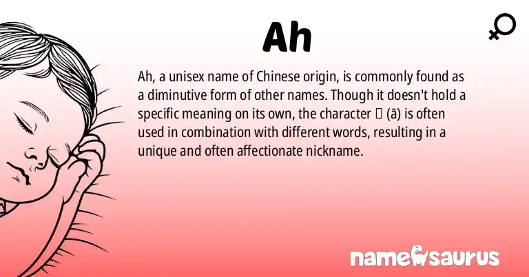 Infographic about Ah name meaning, Ah is a name from Chinese origin(s).