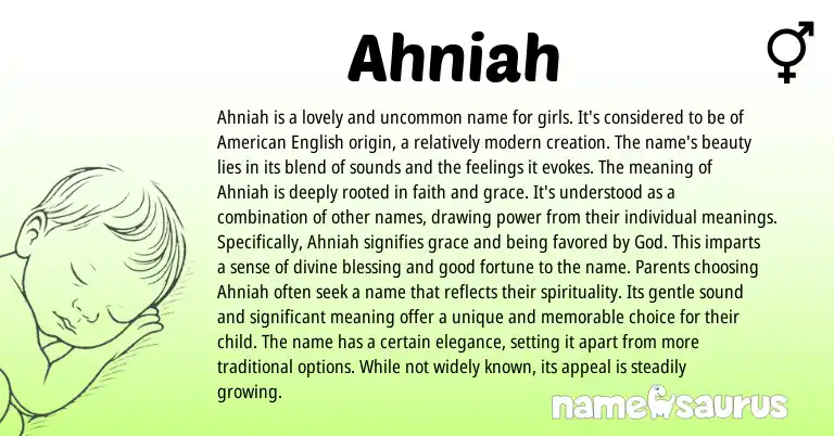 Infographic about Ahniah name meaning, Ahniah is a name from Other origin(s).