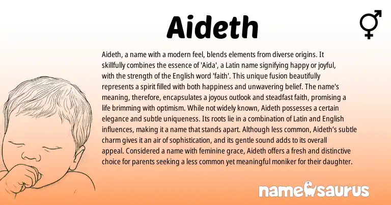 Infographic about Aideth name meaning, Aideth is a name from Latin, English origin(s).
