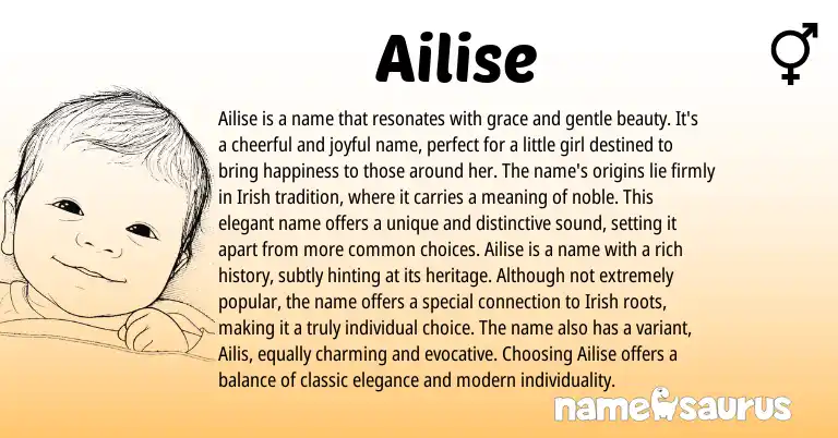 Infographic about Ailise name meaning, Ailise is a name from Irish origin(s).