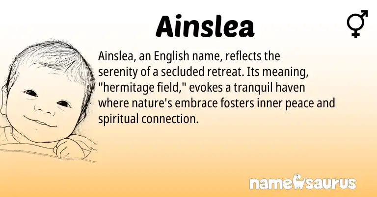 Infographic about Ainslea name meaning, Ainslea is a name from English origin(s).