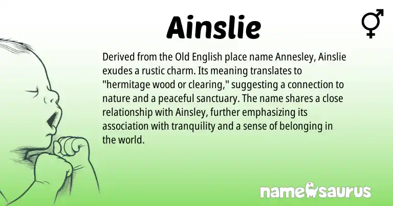 Infographic about Ainslie name meaning, Ainslie is a name from Old English origin(s).