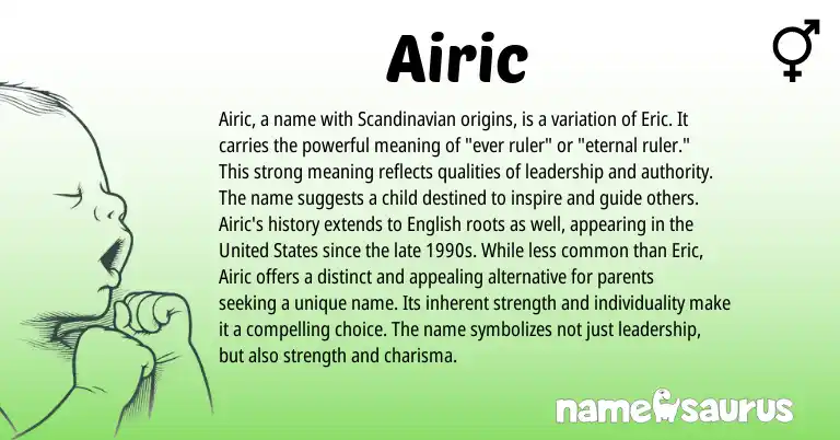 Infographic about Airic name meaning, Airic is a name from Scandinavian, Germanic origin(s).
