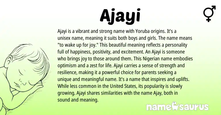 Infographic about Ajayi name meaning, Ajayi is a name from Yoruba, Nigerian origin(s).