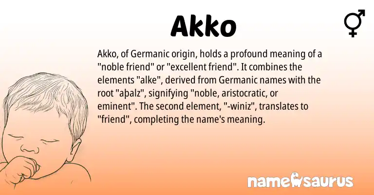 Infographic about Akko name meaning, Akko is a name from Germanic origin(s).