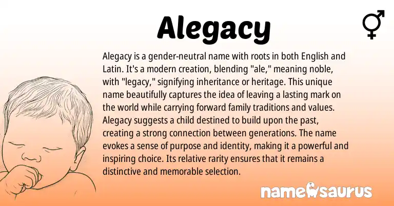 Infographic about Alegacy name meaning, Alegacy is a name from Latin, English origin(s).