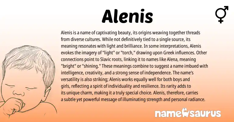 Infographic about Alenis name meaning, Alenis is a name from Other origin(s).
