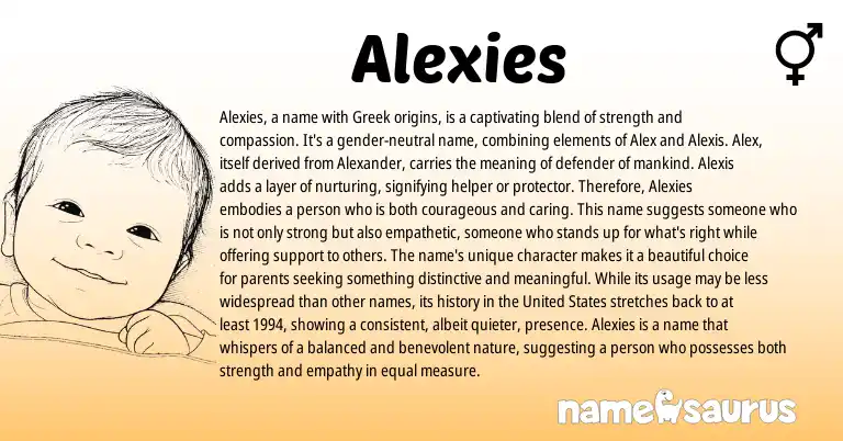 Infographic about Alexies name meaning, Alexies is a name from Greek origin(s).