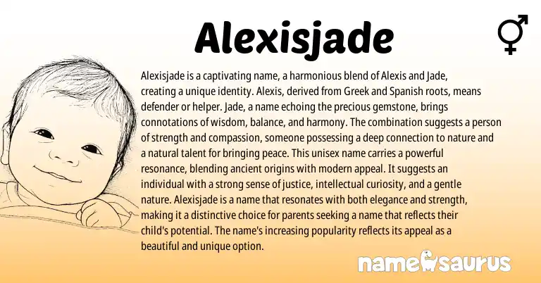 Infographic about Alexisjade name meaning, Alexisjade is a name from Other origin(s).