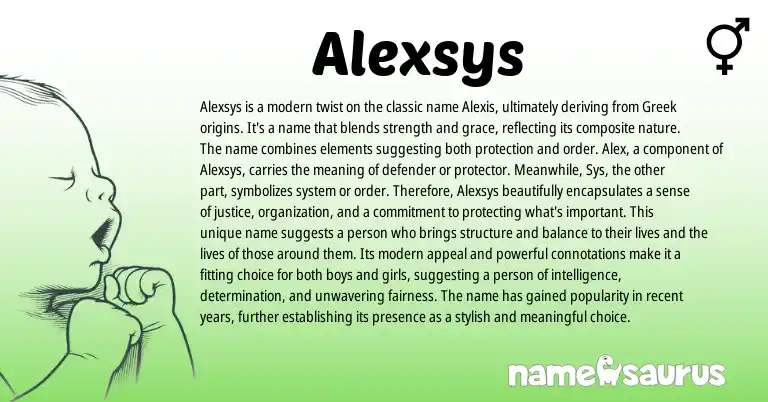 Infographic about Alexsys name meaning, Alexsys is a name from Other origin(s).