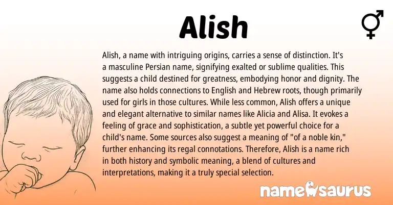 Infographic about Alish name meaning, Alish is a name from Scottish, Persian, Turkish origin(s).