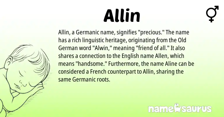 Infographic about Allin name meaning, Allin is a name from Old German, English, French, Germanic origin(s).