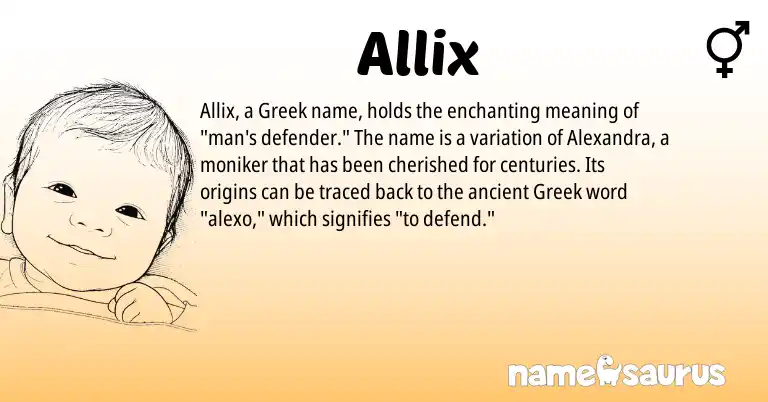 Infographic about Allix name meaning, Allix is a name from Greek origin(s).