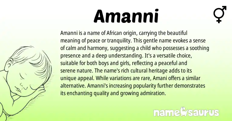 Infographic about Amanni name meaning, Amanni is a name from African origin(s).