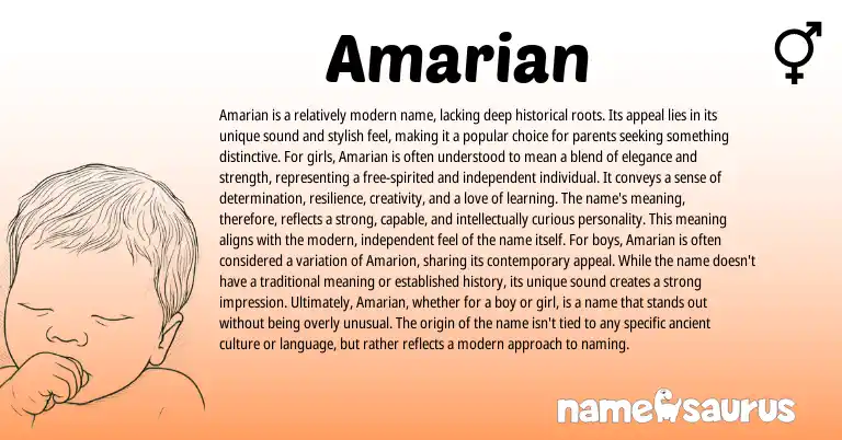 Infographic about Amarian name meaning, Amarian is a name from Other origin(s).