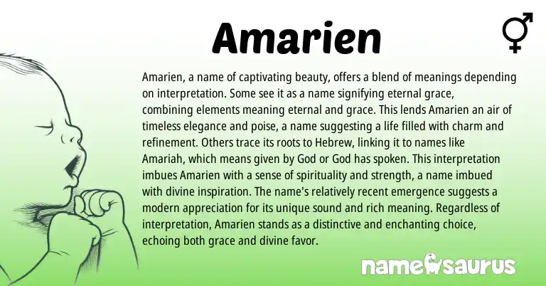 Infographic about Amarien name meaning, Amarien is a name from Other origin(s).