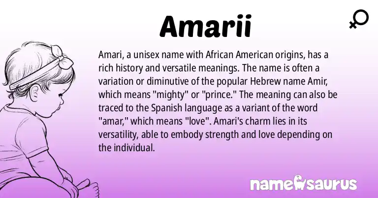 Infographic about Amarii name meaning, Amarii is a name from African American origin(s).
