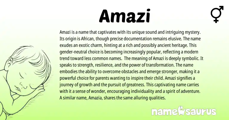 Infographic about Amazi name meaning, Amazi is a name from African origin(s).